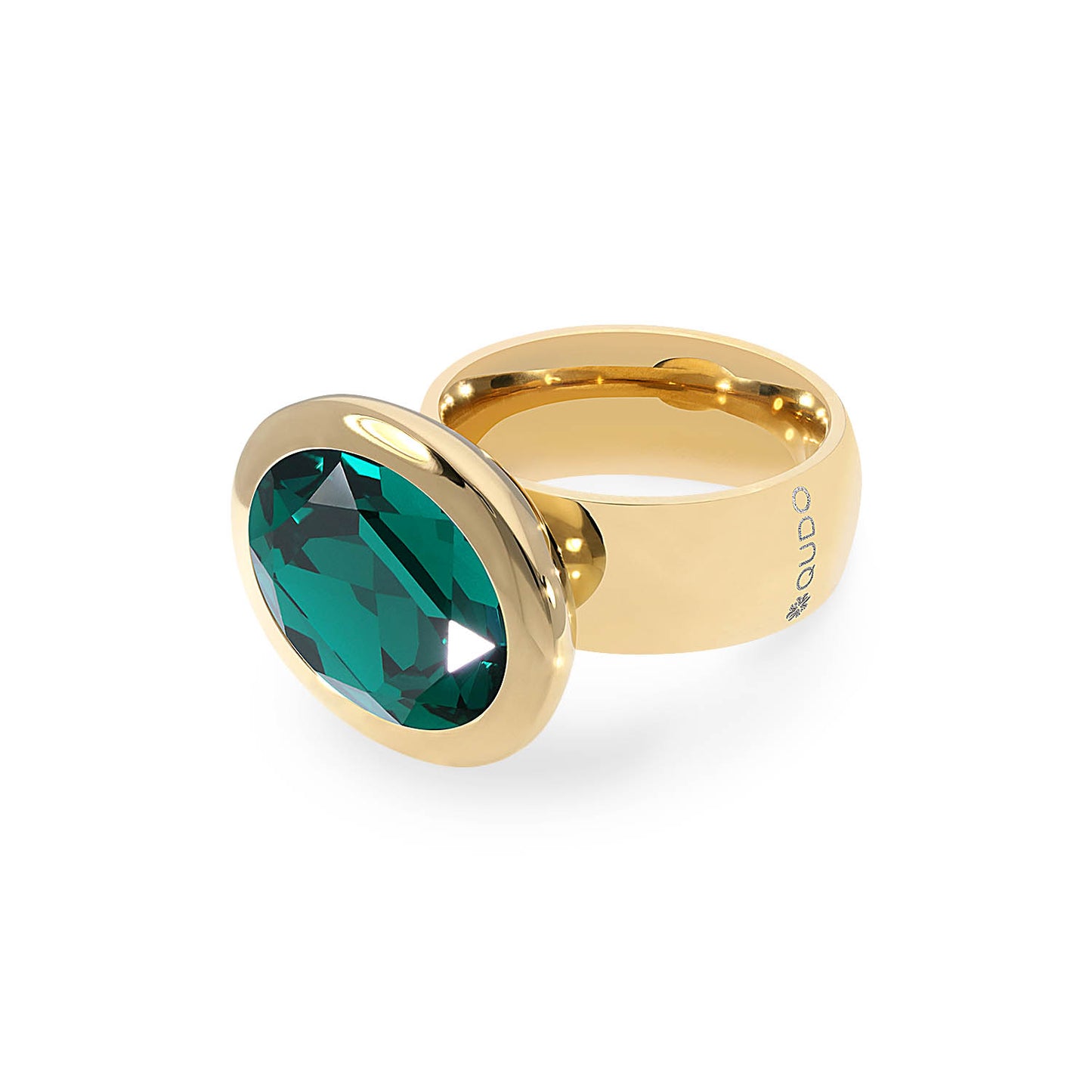 Tivola Ring Big in Gold - Emerald